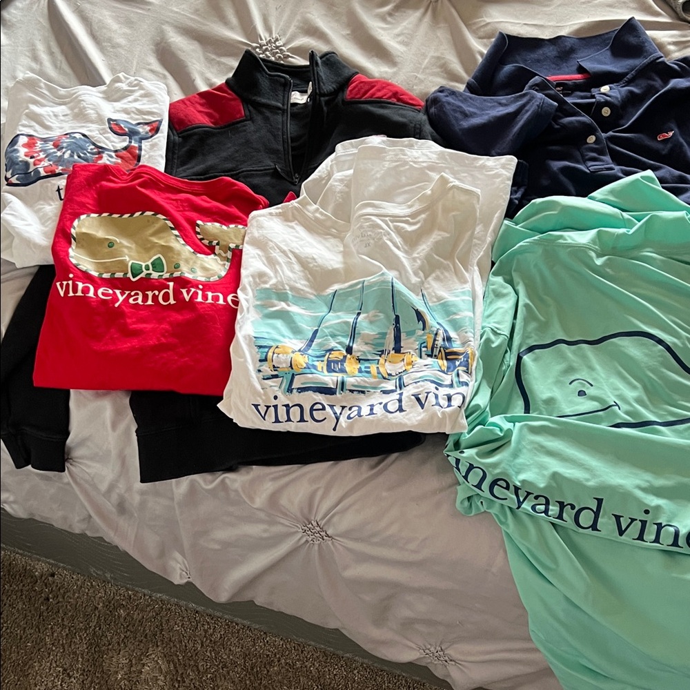 Lot of Vineyard Vines Kids and adults various sz Tees- Red, White, Green, Blue